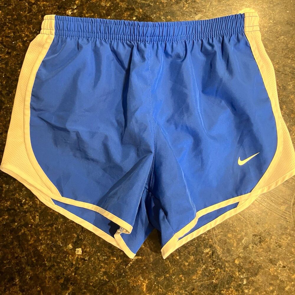 Nike Dri-FIT Girls Running & Jogging Shorts Blue/White Solid Drawstring M